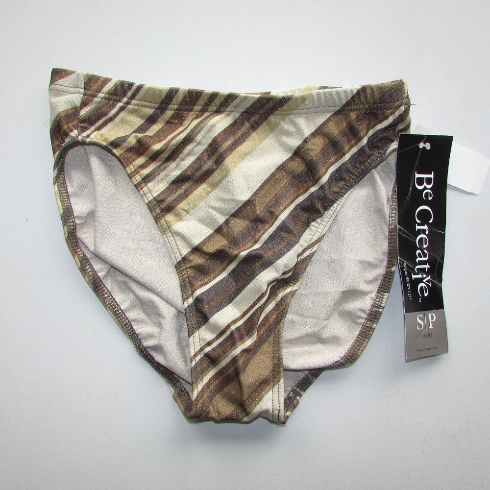 Be Creative Bronze Striped Bikini Bottoms - Small - NEW